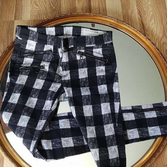 rag & bone Denim - Rag & Bone Plaid White Black Skinny Jeans Size 27